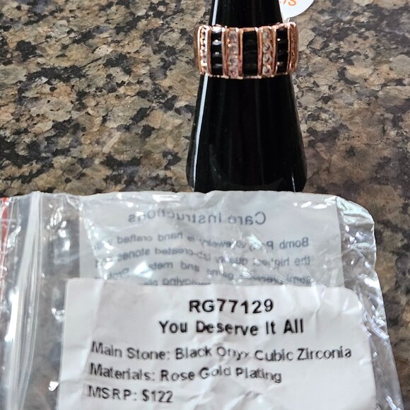 Bomb Party RG77129 "You Deserve It All" Black Onyx Cubic Zirconia Sz 6 - Picture 5 of 5